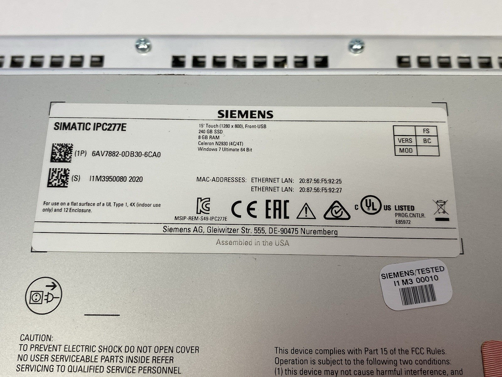 6AV7882-0DB30-6CA0 | Siemens SIMATIC IPC277E Nanopanel 15" Touchscreen HMI - New – Open box - Maverick Industrial Sales