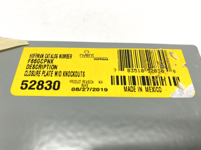 Hoffman F66GCPNK Closure Plate w/o Knockouts 52830