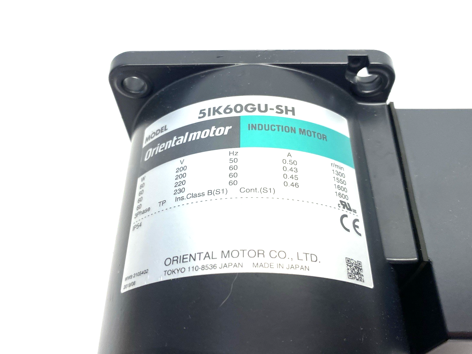 5IK60GU-SH | Oriental Motor World K Series Induction Motor, 3-Phase 60 W (1/12 HP) - New – Open box - Maverick Industrial Sales