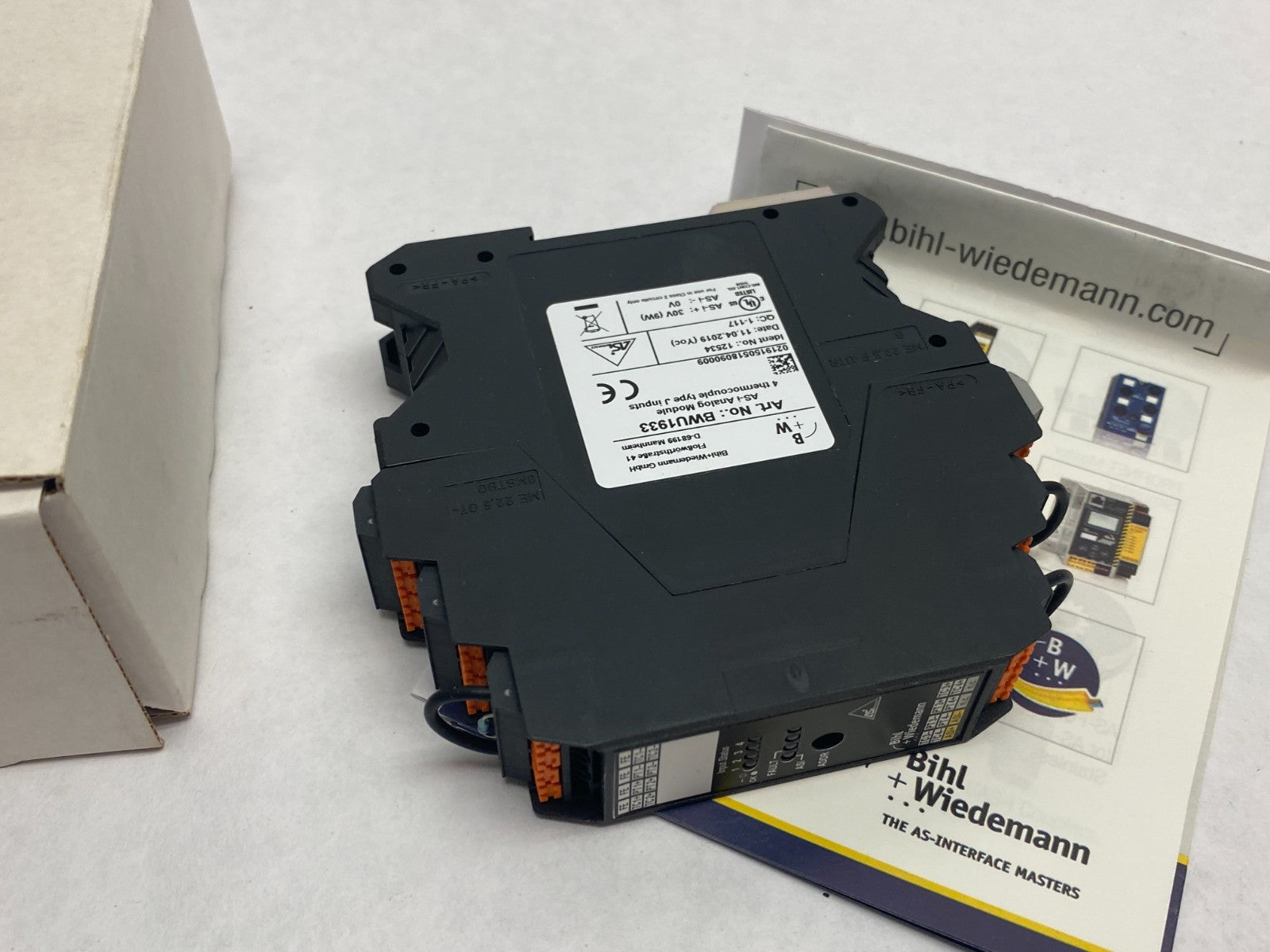 Bihl+Wiedemann BWU1933 AS-i Analog Module, 4-Thermocouple Type J Inputs 12534 - Maverick Industrial Sales