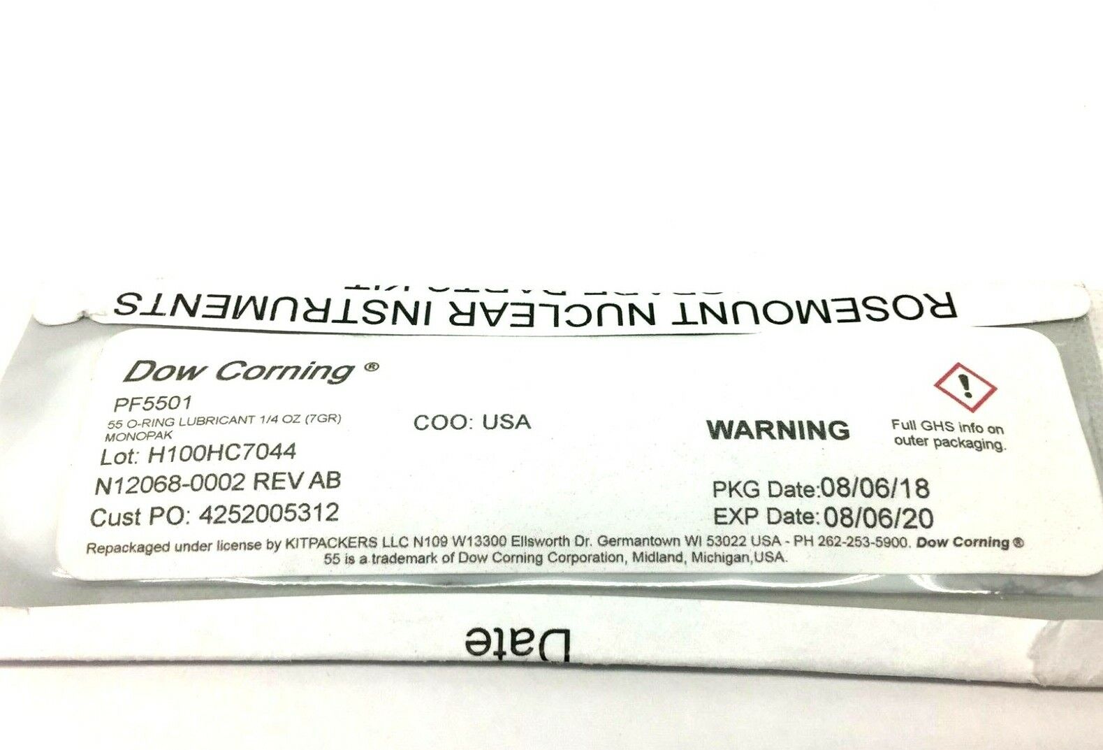 Dow Corning 01153-0053-0001 O-Ring Lubricant PF5501 - Maverick Industrial Sales