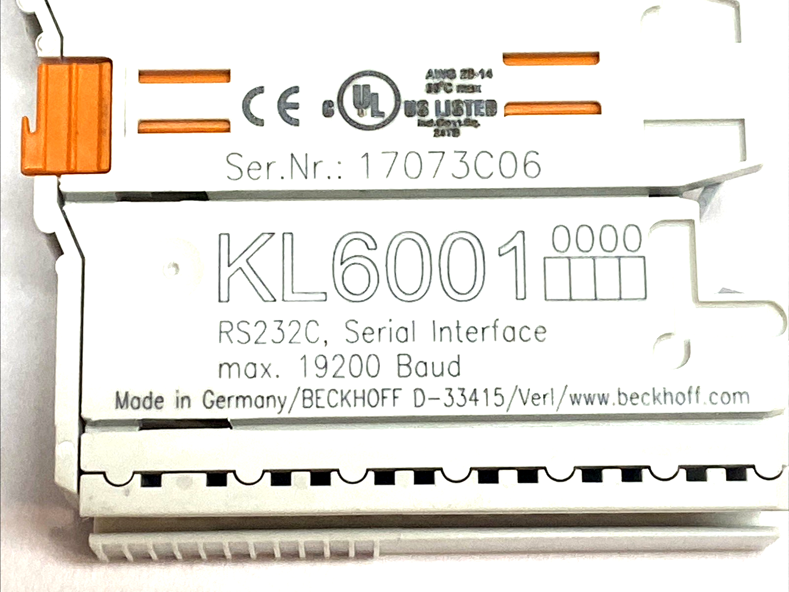KL6001 | Beckhoff Bus Terminal RS‑232 Serial Interface Module for I/O System - Used - Maverick Industrial Sales