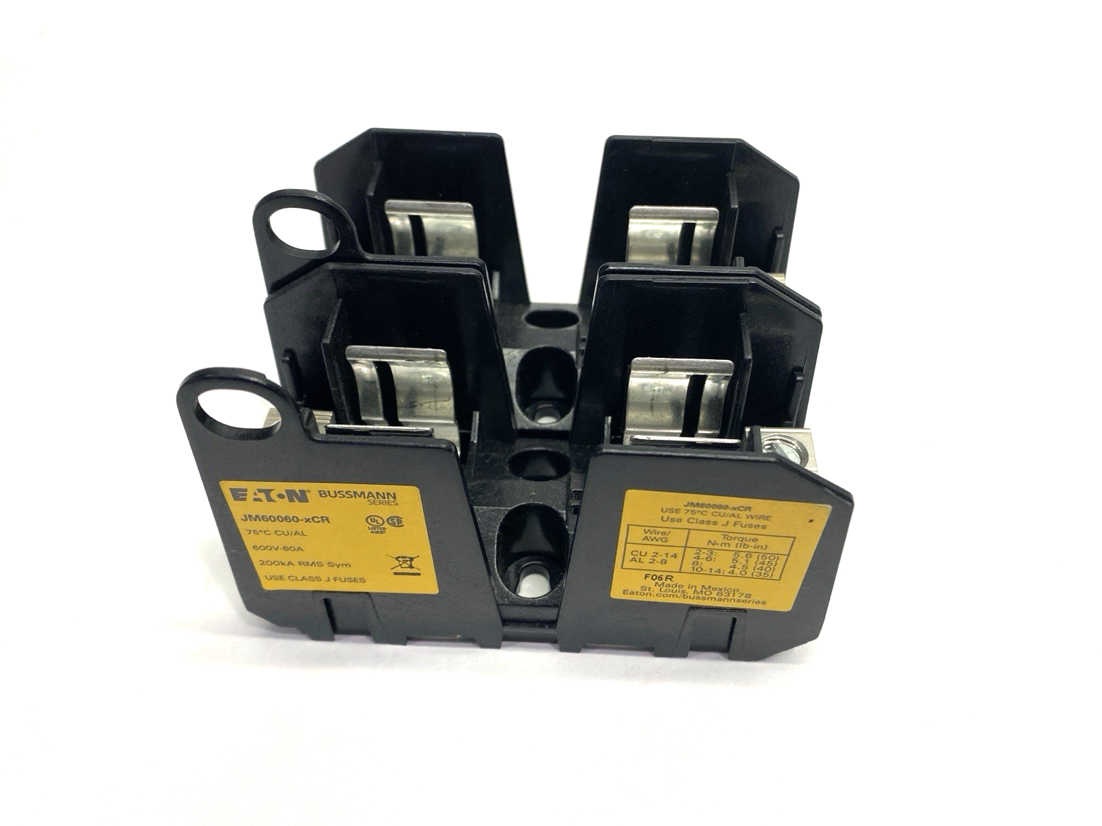 JM60060-2CR | Eaton Bussmann Fuse Block Class J 2-Pole 60A 600V - Used - Maverick Industrial Sales