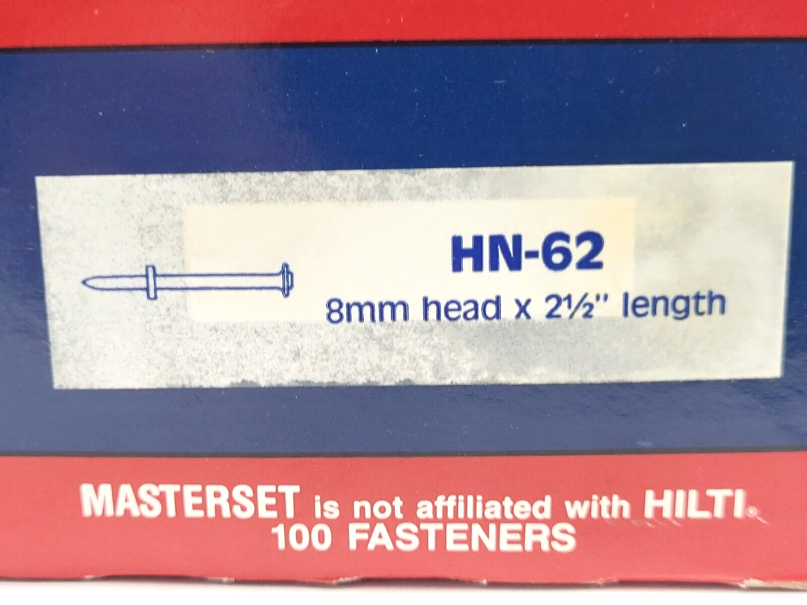 Masterset HN-62 Fasteners 8mm Head x 2-1/2" Length BOX OF 93 - Maverick Industrial Sales