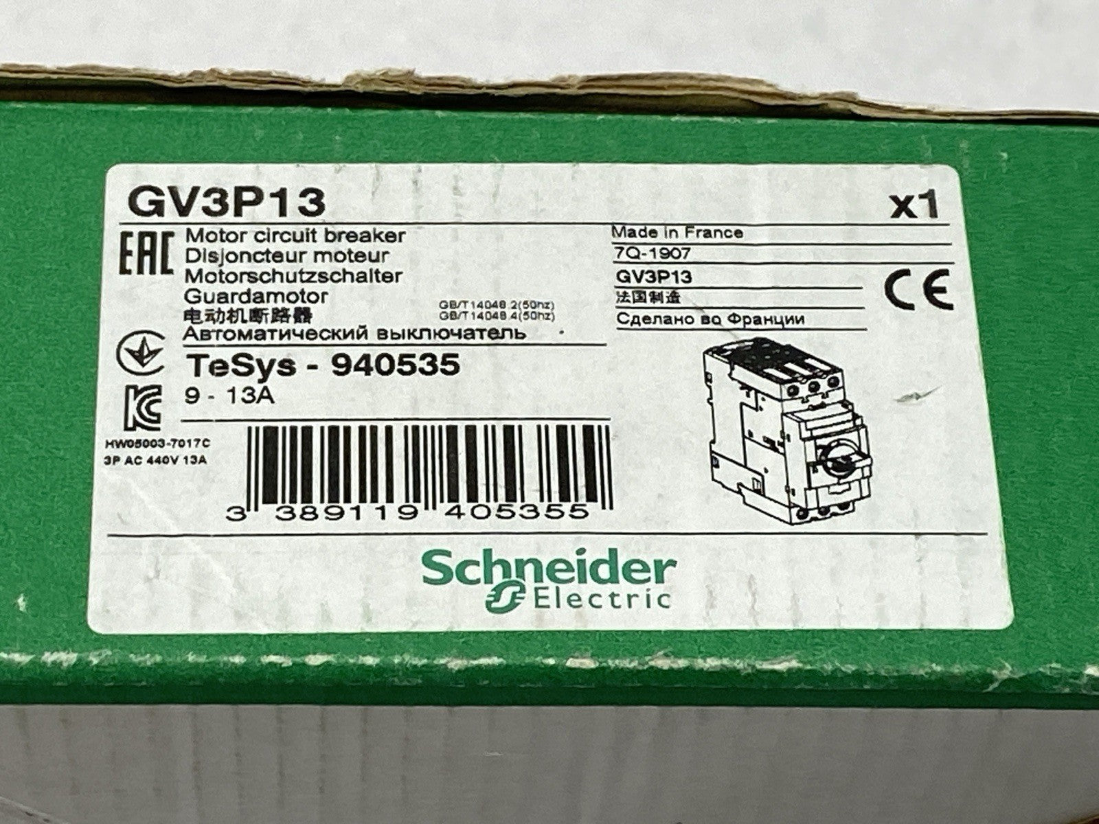 Schneider Electric GV3P13 Motor Circuit Breaker Manual Starter 9-13A - Maverick Industrial Sales