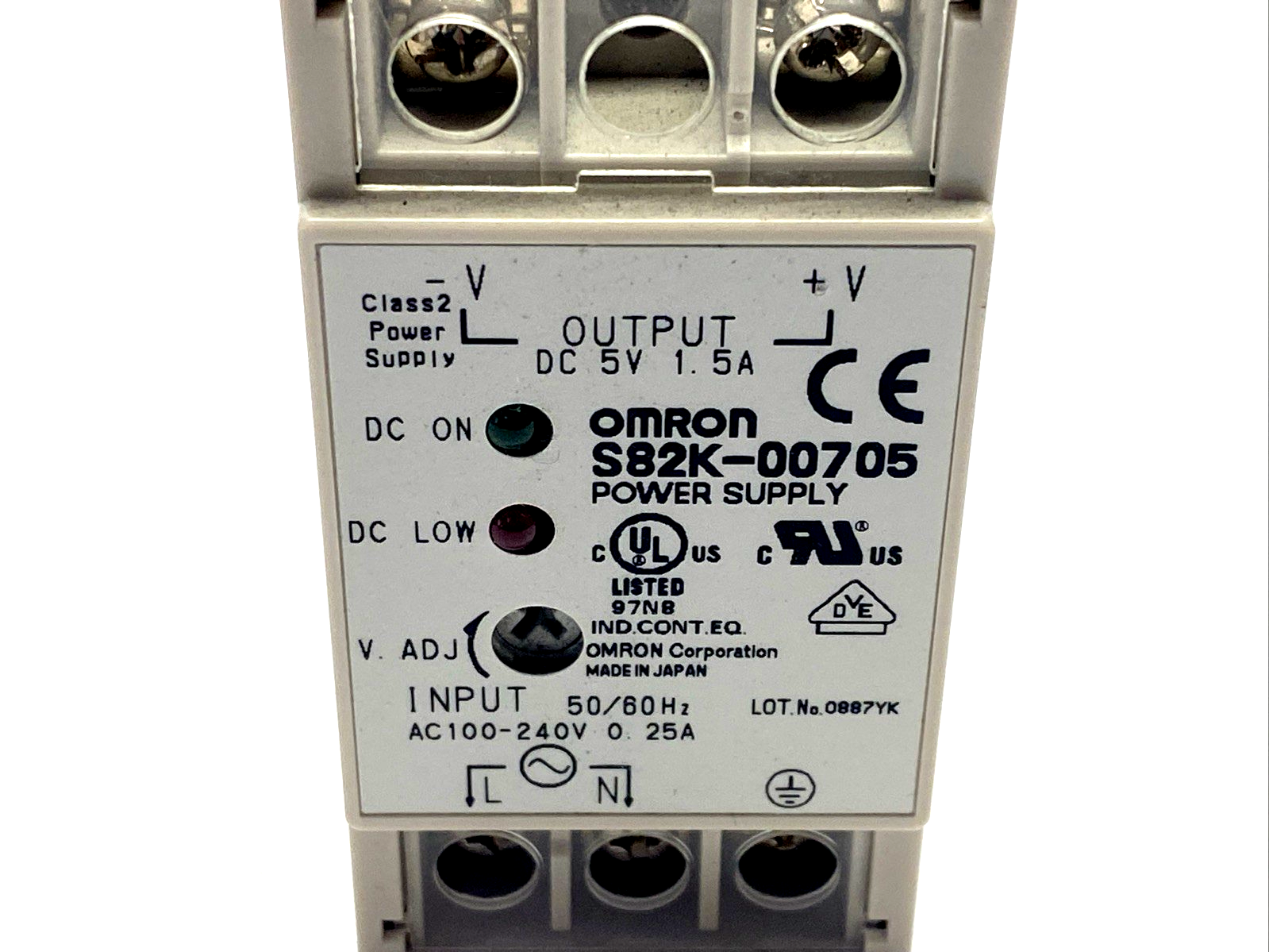 S82K-00705 | Omron Power Supply 100-240VAC 5VDC 1.5A - Used - Maverick Industrial Sales