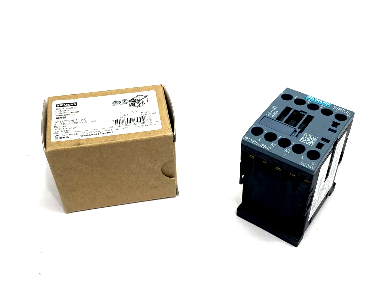 Siemens 3RT2516-1BB40 Contactor AC-3, 9A, 4kW/400V, 4P, 24VDC - Maverick Industrial Sales