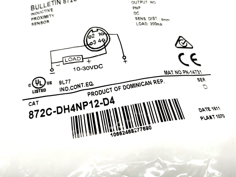 Allen Bradley 872C-DH4NP12-D4 Ser. D Inductive Proximity Sensor, M12 4-Pin - Maverick Industrial Sales