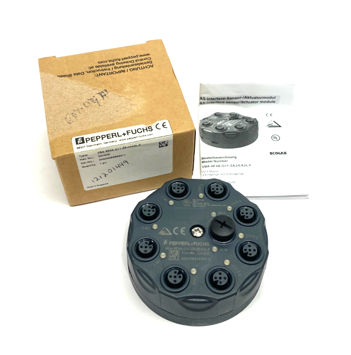 Pepperl+Fuchs VBA-4E4A-G11-ZAJ/EA2L-F Interface Sensor/Actuator Module 220206 - Maverick Industrial Sales
