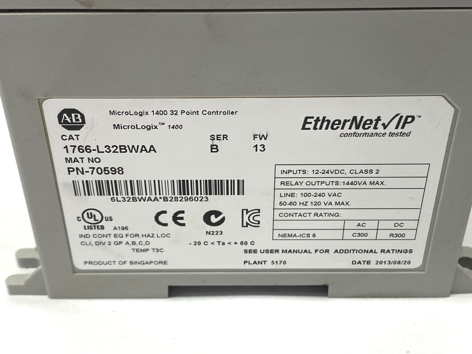 Allen Bradley 1766-L32BWAA Ser. B MicroLogix 1400 32 Point Controller - Maverick Industrial Sales