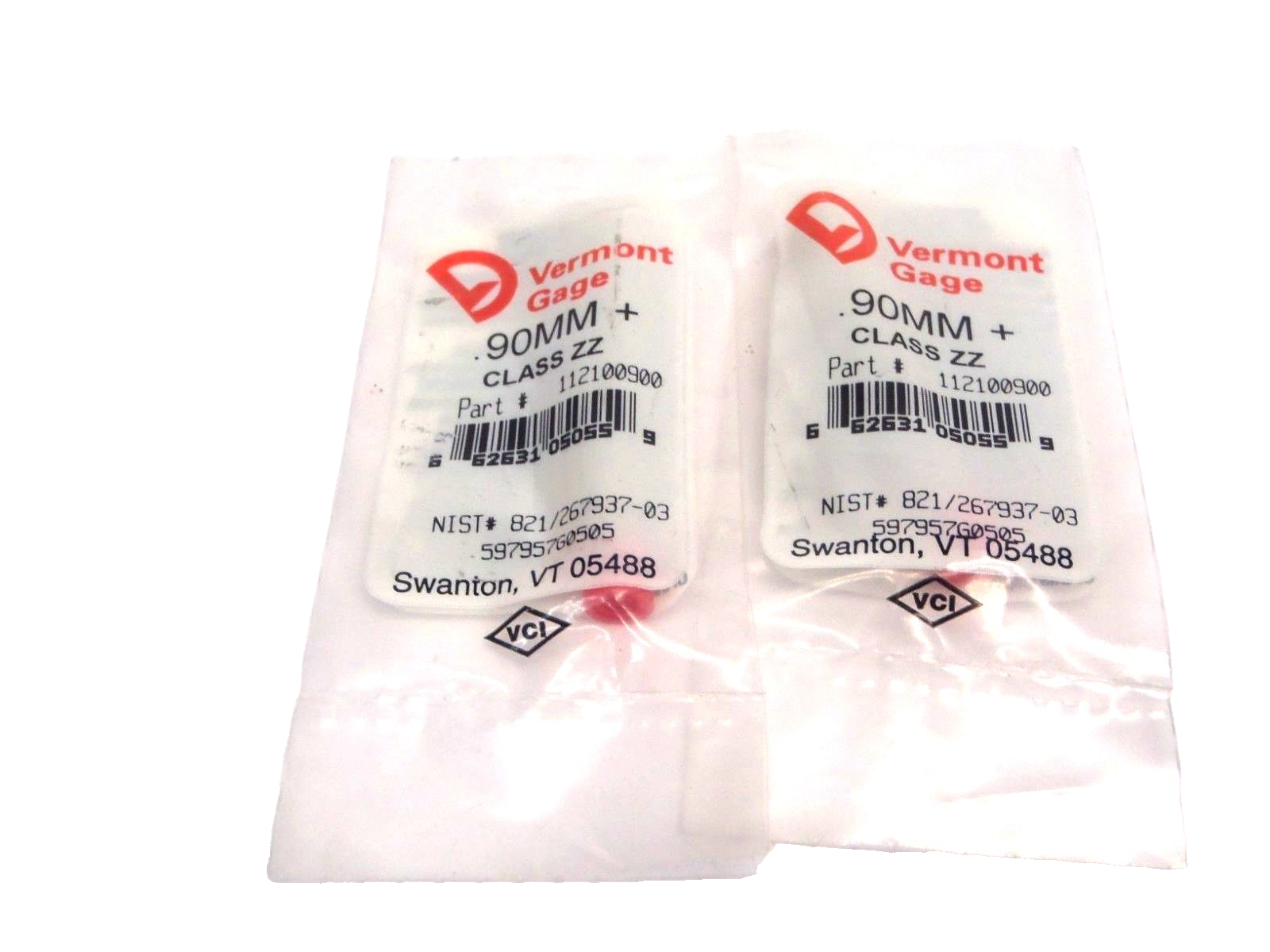 Vermont Gage 112100900 .90MM+ Class ZZ Pin Gage LOT OF 2 - Maverick Industrial Sales