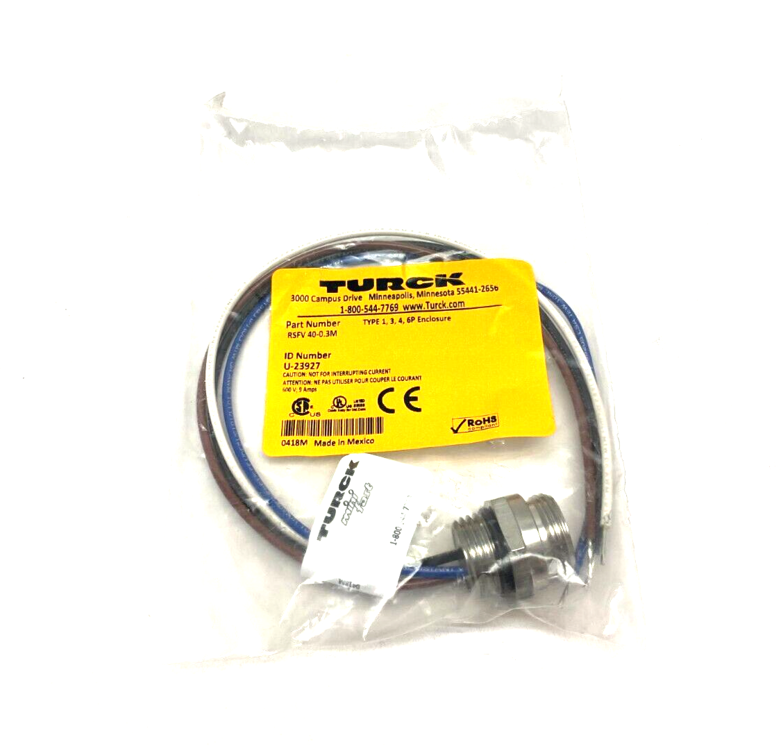 Turck RSFV 40-0.3M Panel-Mount Bulkhead Connector Receptacle 7/8-16 U-23927 - Maverick Industrial Sales