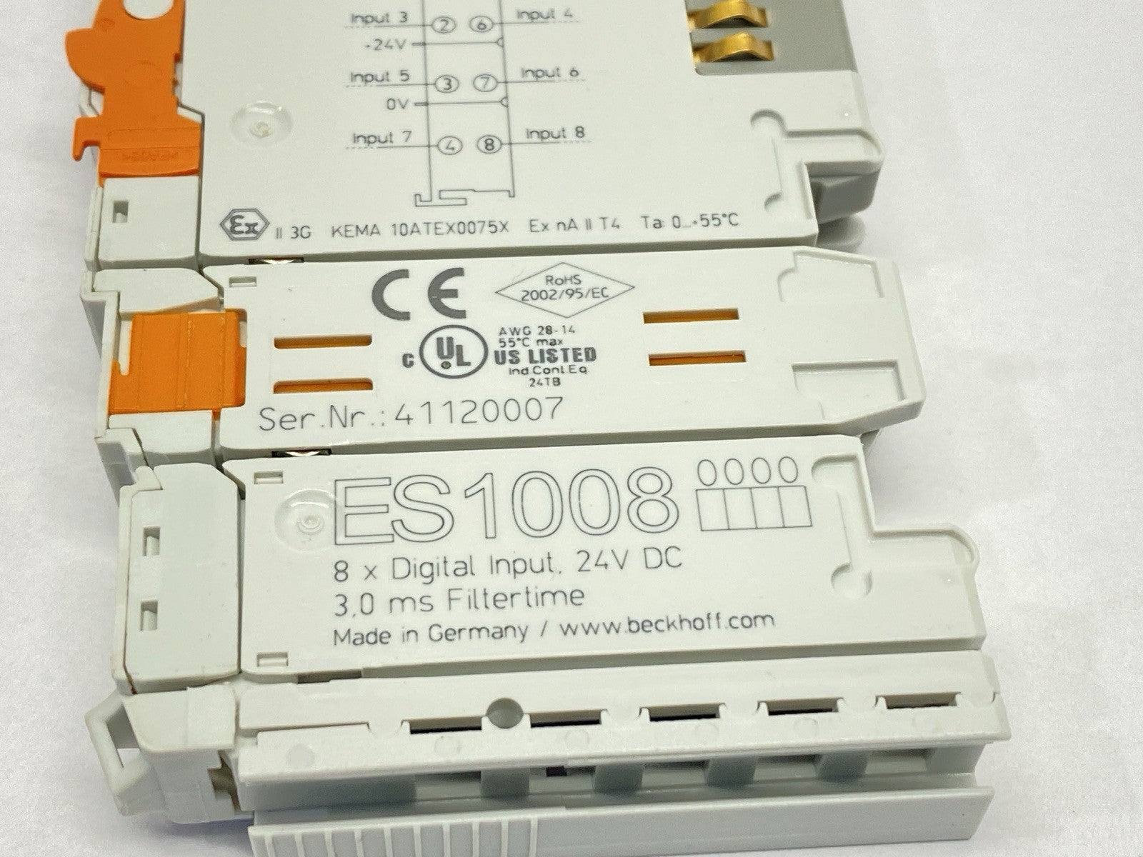 ES1008 | Beckhoff EtherCAT Terminal 8-Channel Digital Input 3ms 24VDC - New Other - Maverick Industrial Sales
