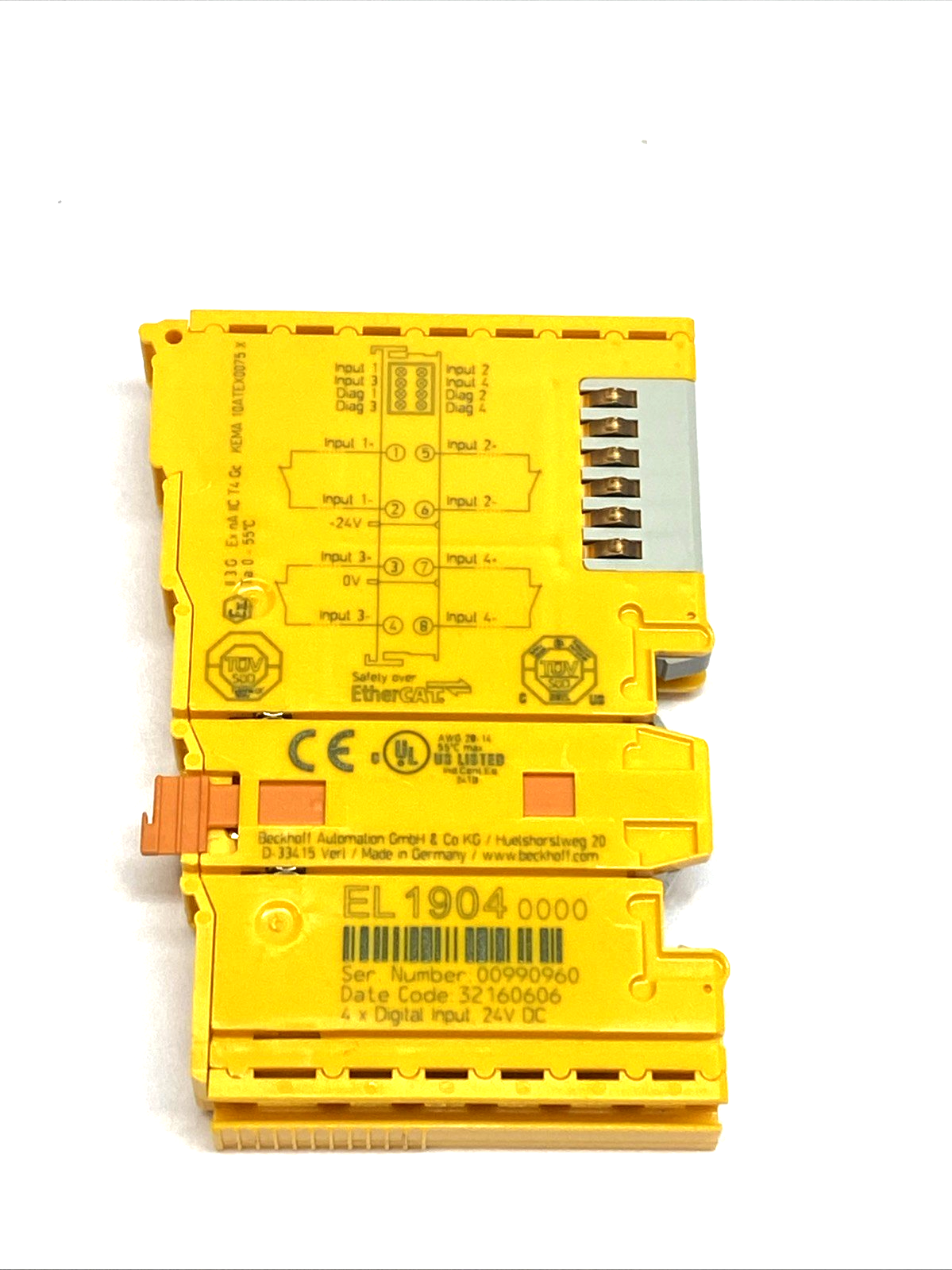 EL1904 | Beckhoff EtherCAT TwinSAFE 4-Channel Safe Digital Input Terminal 24VDC - Used - Maverick Industrial Sales
