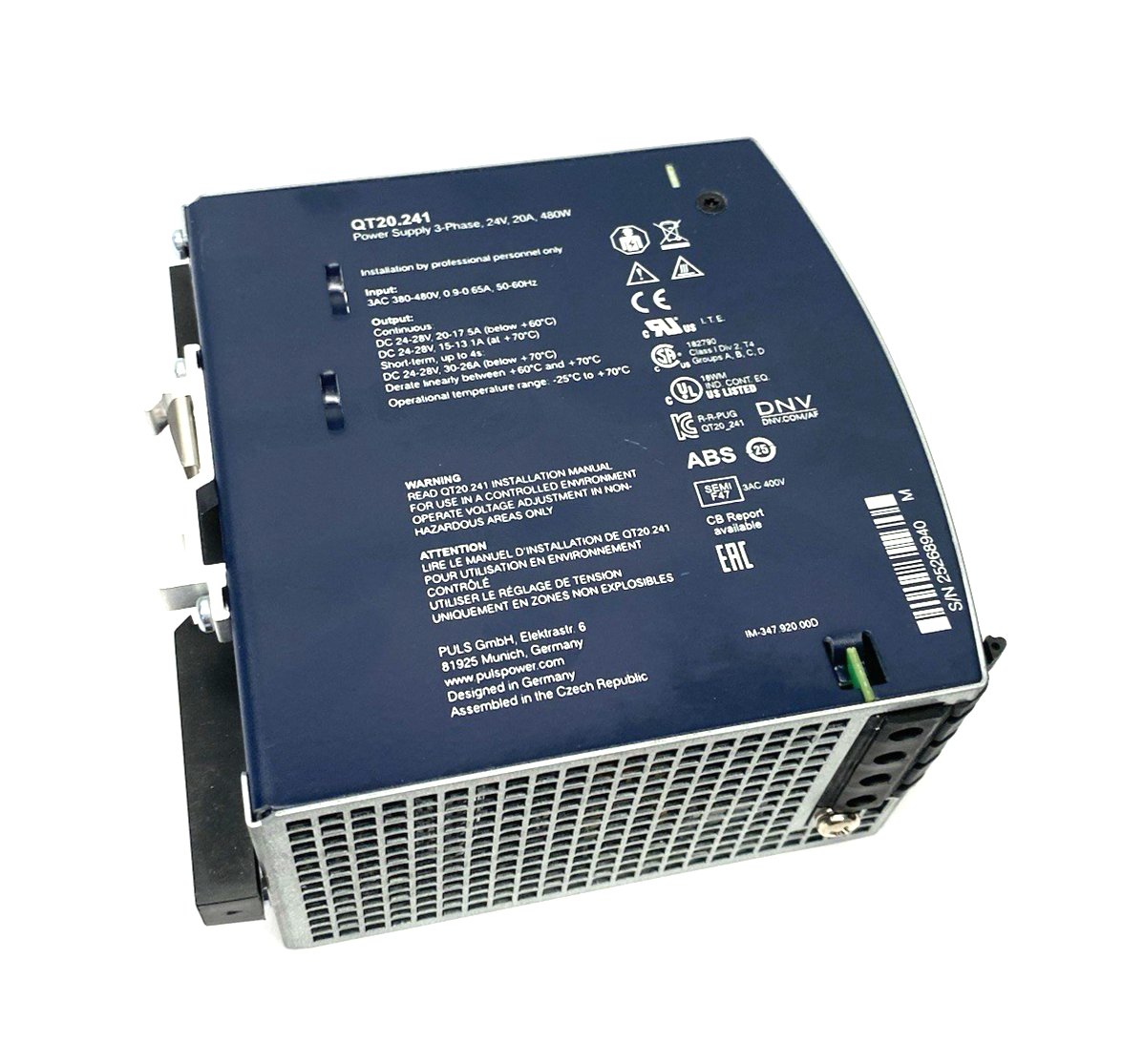 QT20.241 | Puls Dimension Power Supply 3-Phase 24V, 20A, 480W - Used - Maverick Industrial Sales