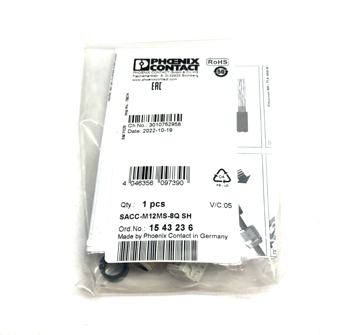 Phoenix Contact SACC-M12MS-8Q SH Ethernet Data Connector 8-Position 1543236 - New - Maverick Industrial Sales