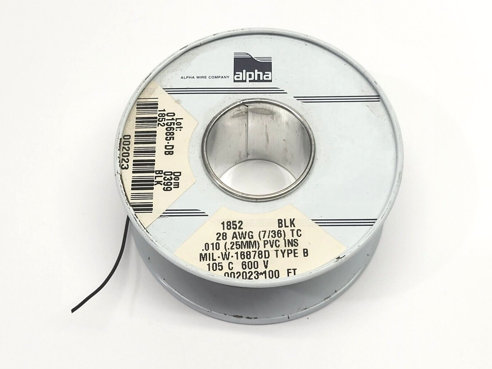 Alpha Wire 1852 BK005 Hook-Up Wire Black 600V  1.9oz Spool - Maverick Industrial Sales