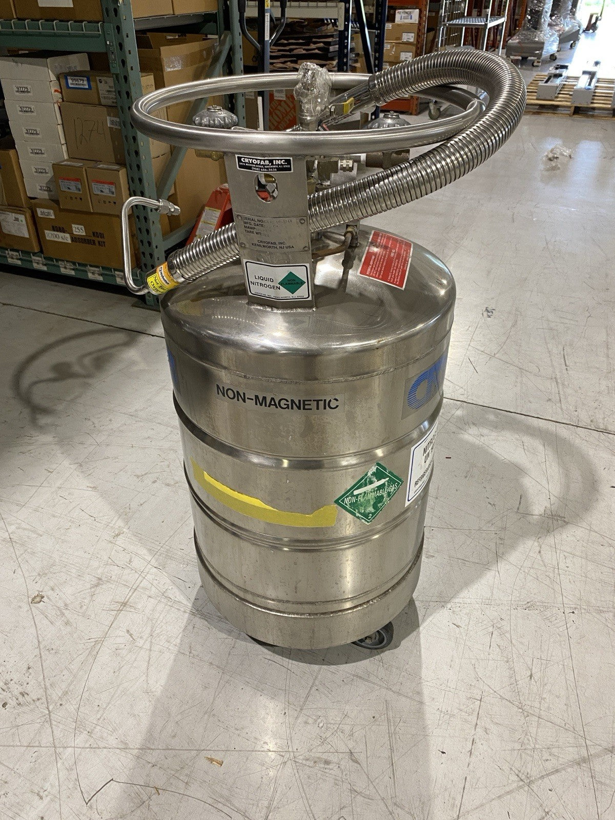 Cryofab CL 80/CLPB 80 LN2, LOX LARG Dewar Container With Technifab Transfer Hose - Maverick Industrial Sales