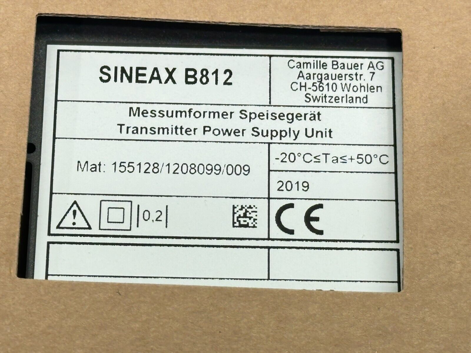 Camille Bauer Sineax B812 Transmitter Power Supply 85-230VDC - Maverick Industrial Sales