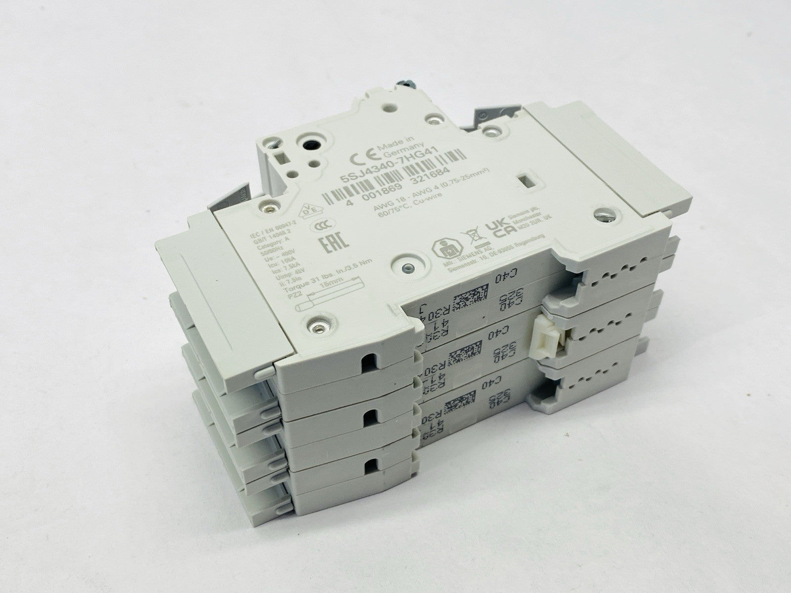 Siemens 5SJ4340-7HG41 Miniature Circuit Breaker 3-Pole 40A 240V - Maverick Industrial Sales