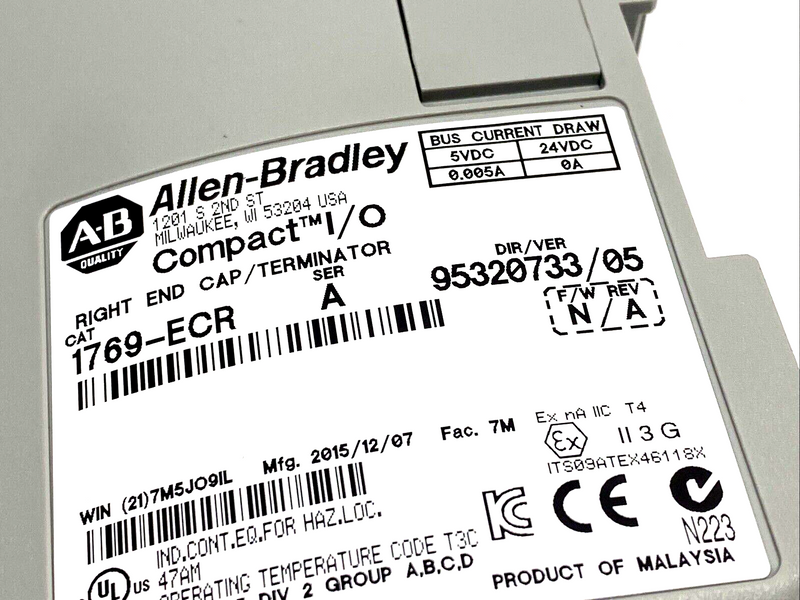 Allen Bradley 1769-ECR Ser. A CompactLogix Right End Cap - Maverick Industrial Sales