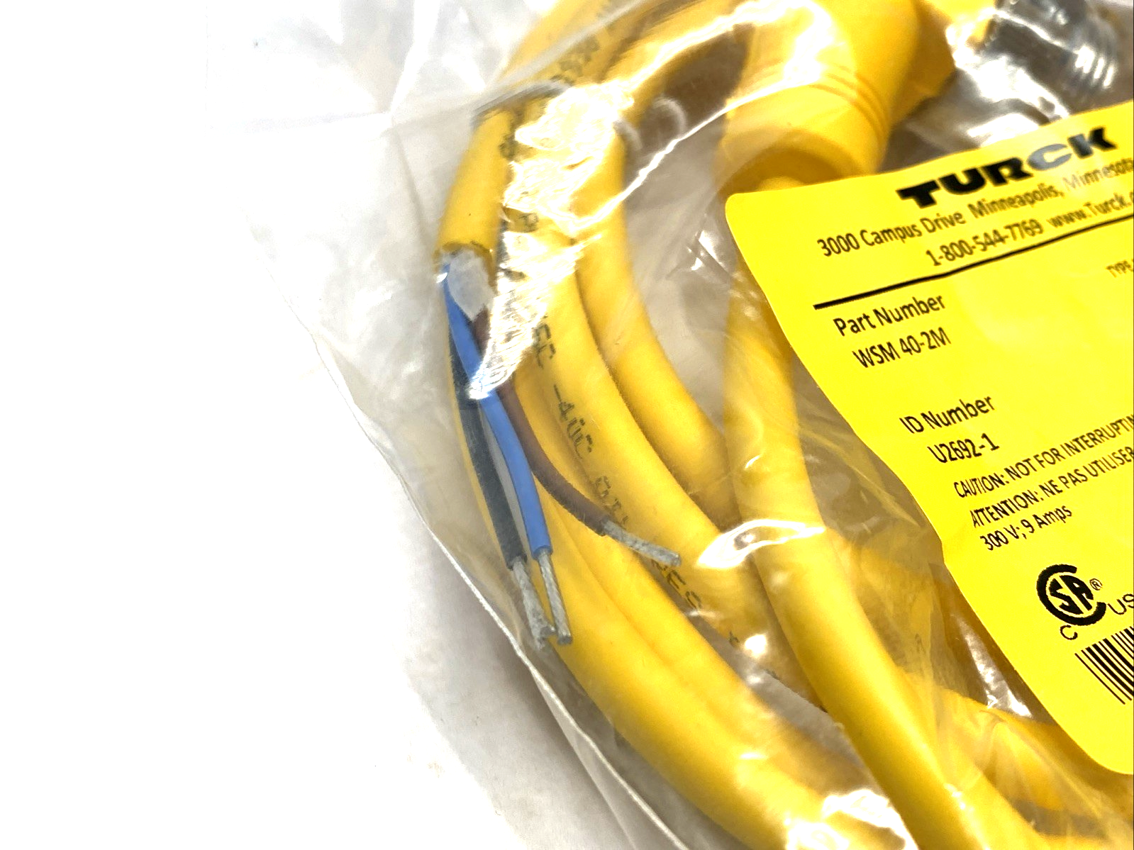 Turck WSM 40-2M Cordset, Male Angled 7/8"-16 4-Pin 2m U2692-1 - Maverick Industrial Sales