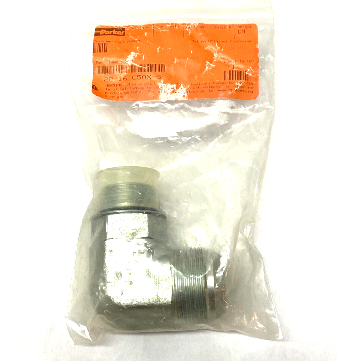 Parker 20-16 C50X-S Triple-Lok 37° Flare JIC Tube Fitting 90 Deg 20-16 C5BX-S - Maverick Industrial Sales