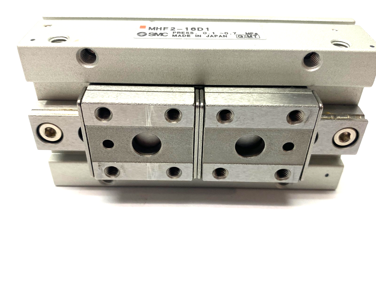 MHF2-16D1 | SMC Low-Profile Pneumatic Gripper, 2-Finger, 16mm Stroke Per Jaw - Used - Maverick Industrial Sales