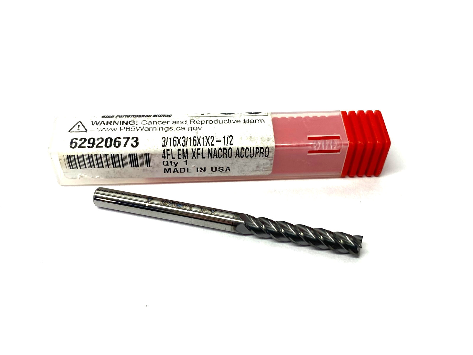 Accupro 62920673 Square End Mill: 3/16" Dia, 1" LOC, 4 Flute, Solid Carbide - Maverick Industrial Sales