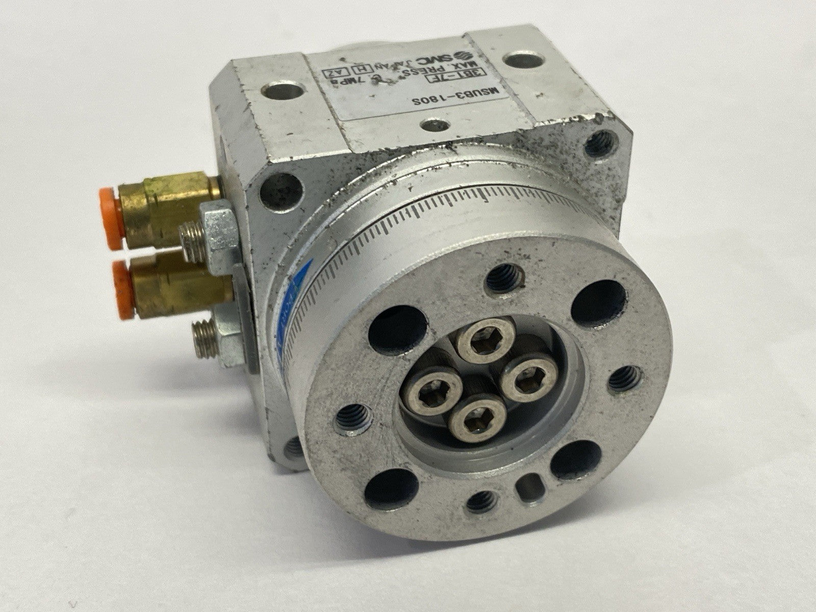 MSUB3-180S | SMC Pneumatic Rotary Actuator With Table 180 Degrees - Used - Maverick Industrial Sales