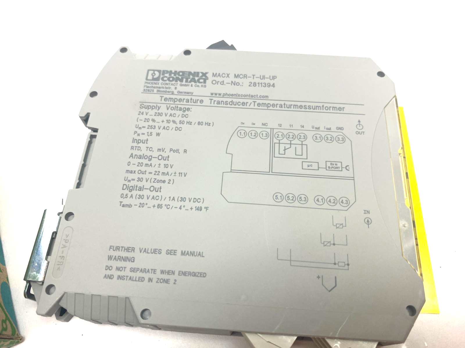 Phoenix Contact MACX MCR-T-UI-UP Prgmbl Temperature Measuring Transducer 2811394 - Maverick Industrial Sales