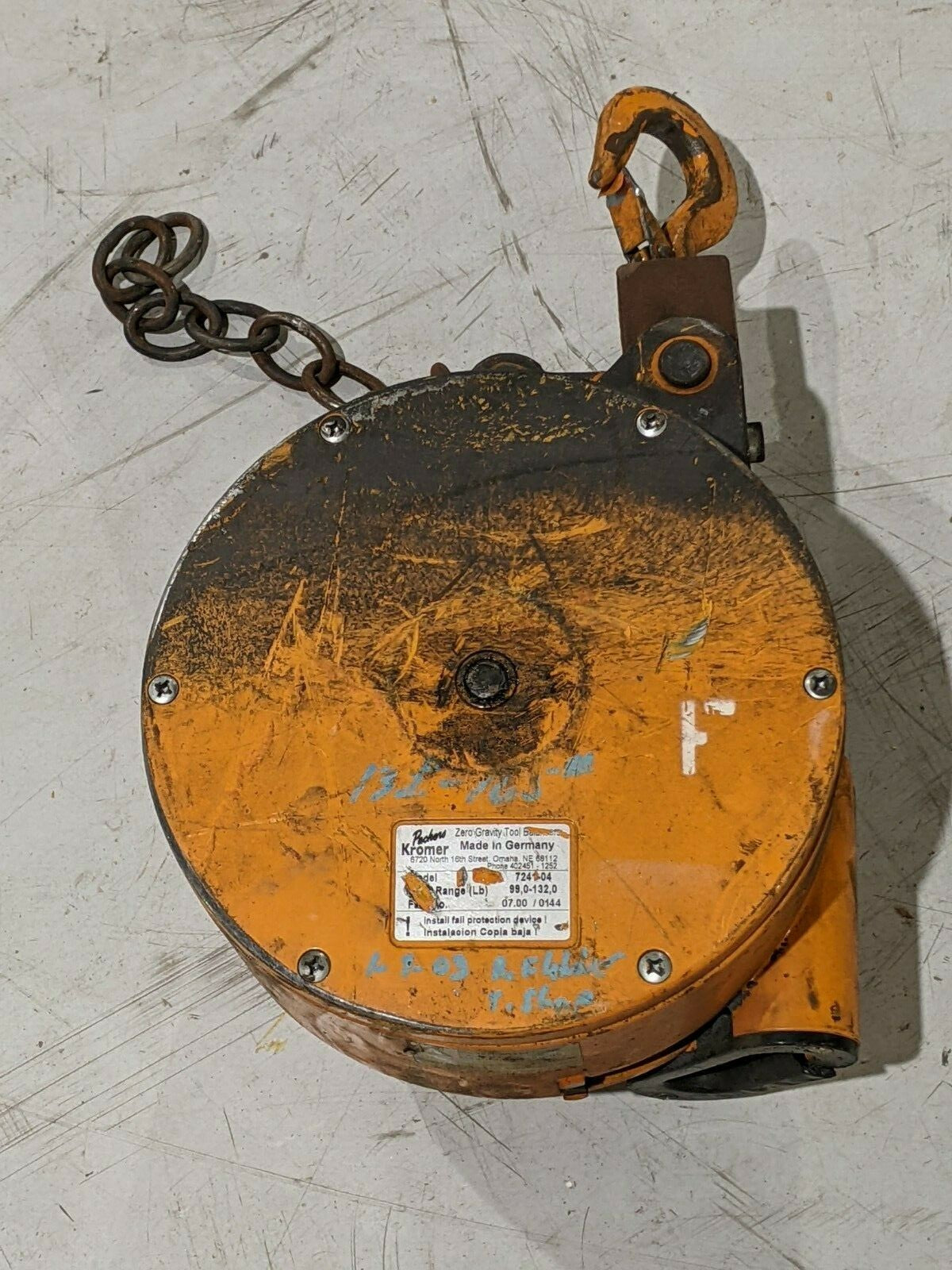 Packers Kromer 7241-4 Zero Gravity Tool Balancer 99-132 lbs NEEDS NEW CABLE - Maverick Industrial Sales