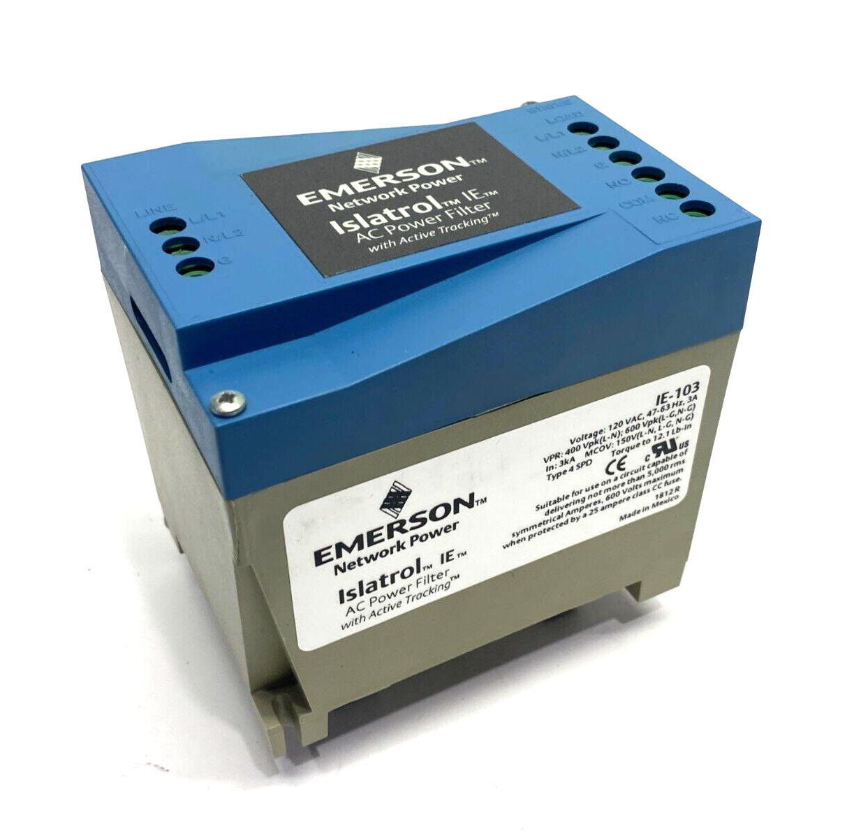 IE-103 | Emerson Islatrol IE AC Power Filter w/ Active Tracking 120VAC 3A - Used - Maverick Industrial Sales