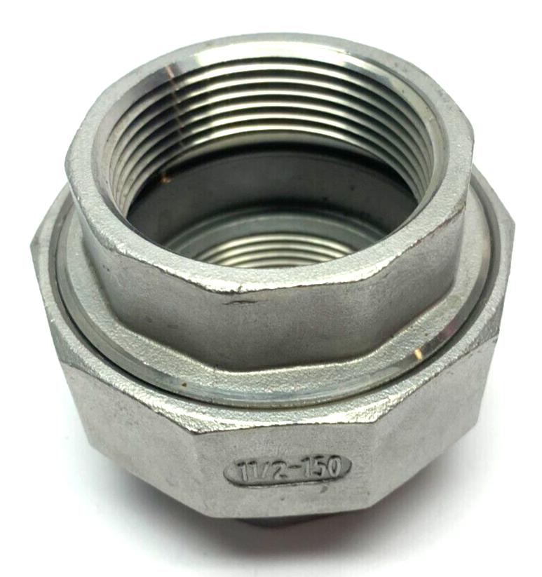 1 1/2"-150 Hex Union Coupling Pipe Fitting Female Thread 304 - Maverick Industrial Sales