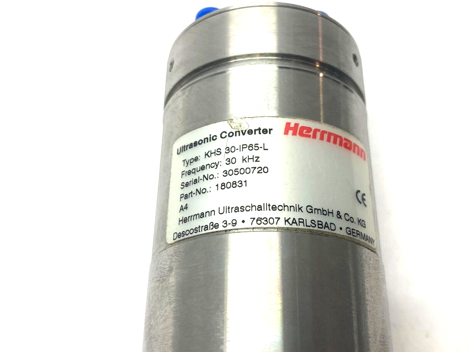 Herrmann KHS 30-IP65-L Ultrasonic Converter 30kHz 180831 - Maverick Industrial Sales