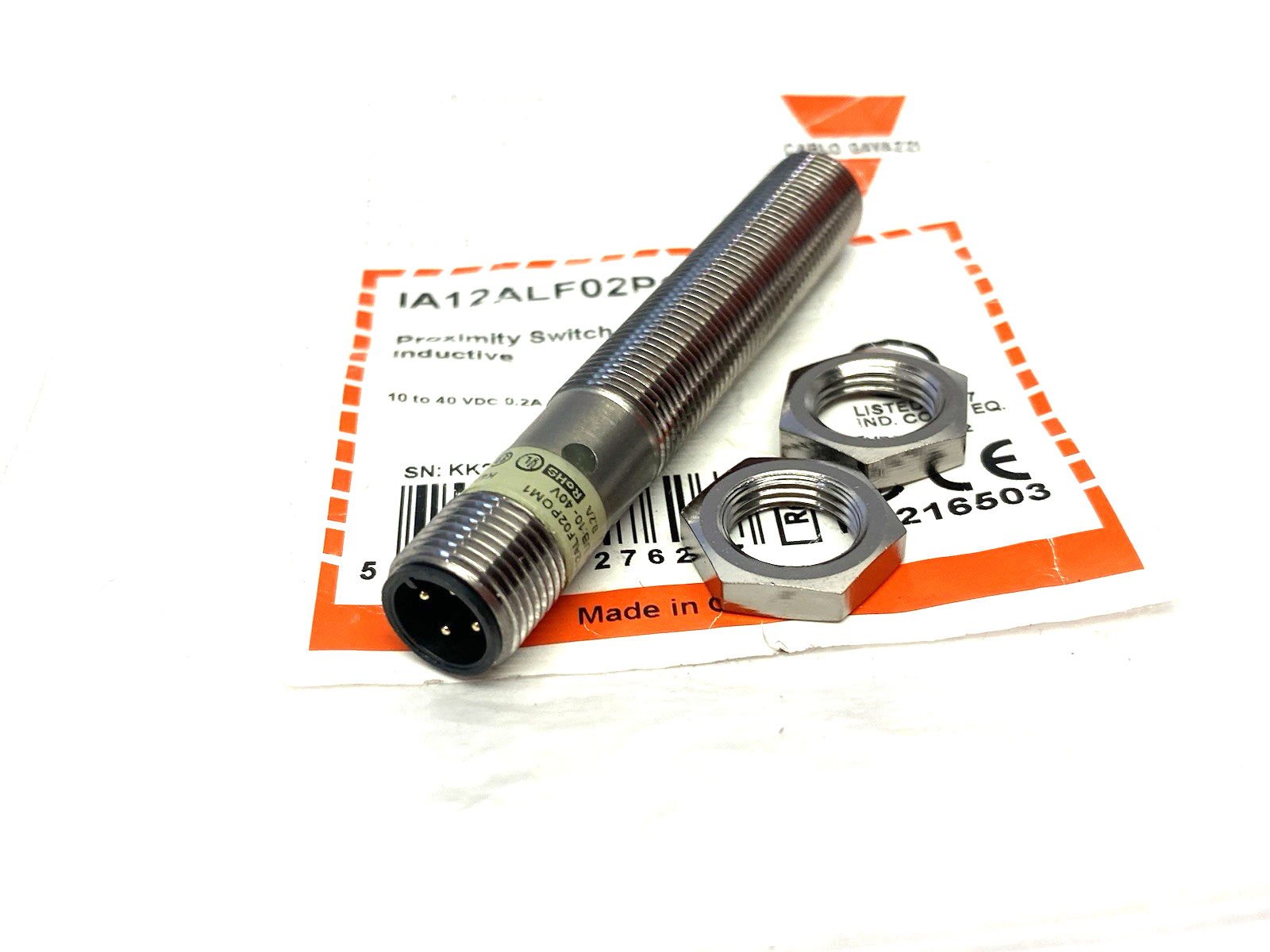 IA12ALF02POM1 | Carlo Gavazzi Inductive Proximity Sensor, 2mm Flush Mount - New – Open box - Maverick Industrial Sales