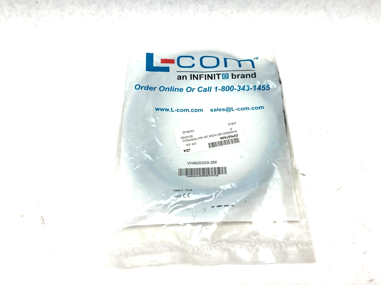 VHA00003-2M | L-Com Male to Female HDMI Waterproof Cable Assembly - New - Maverick Industrial Sales