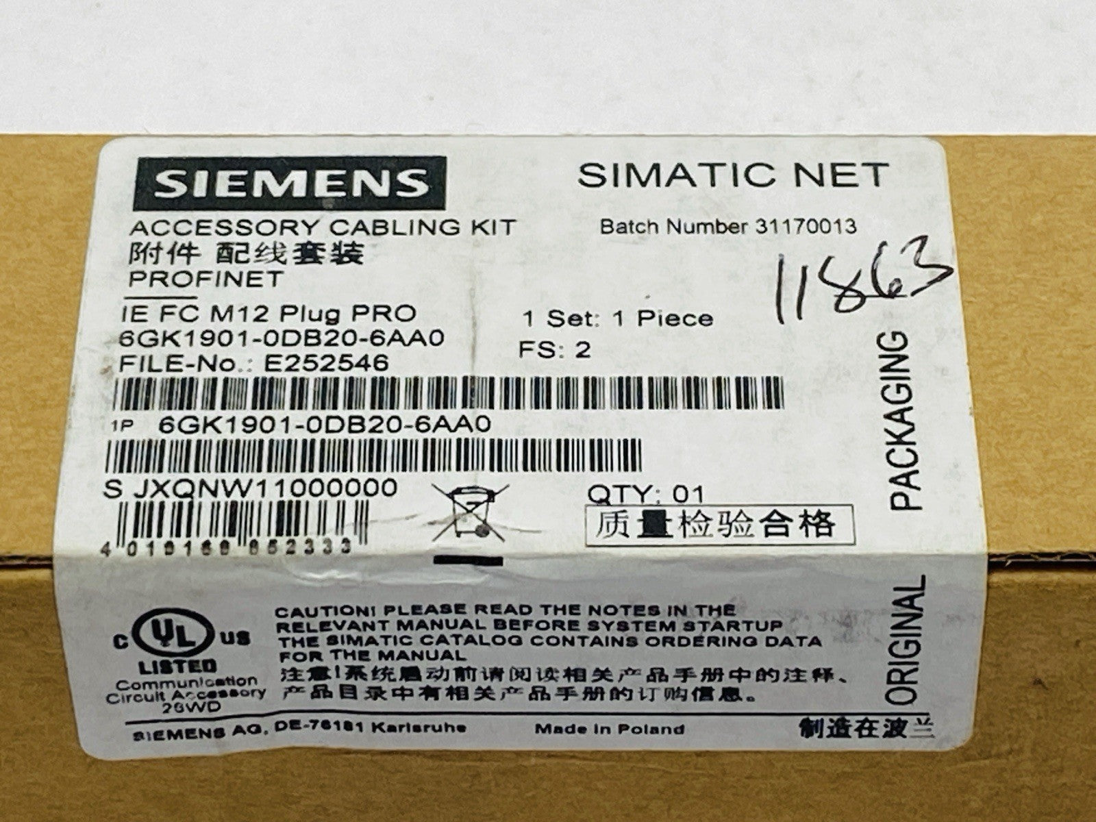 Siemens 6GK1901-0DB20-6AA0 Industrial Ethernet FastConnect M12 Plug Kit - Maverick Industrial Sales