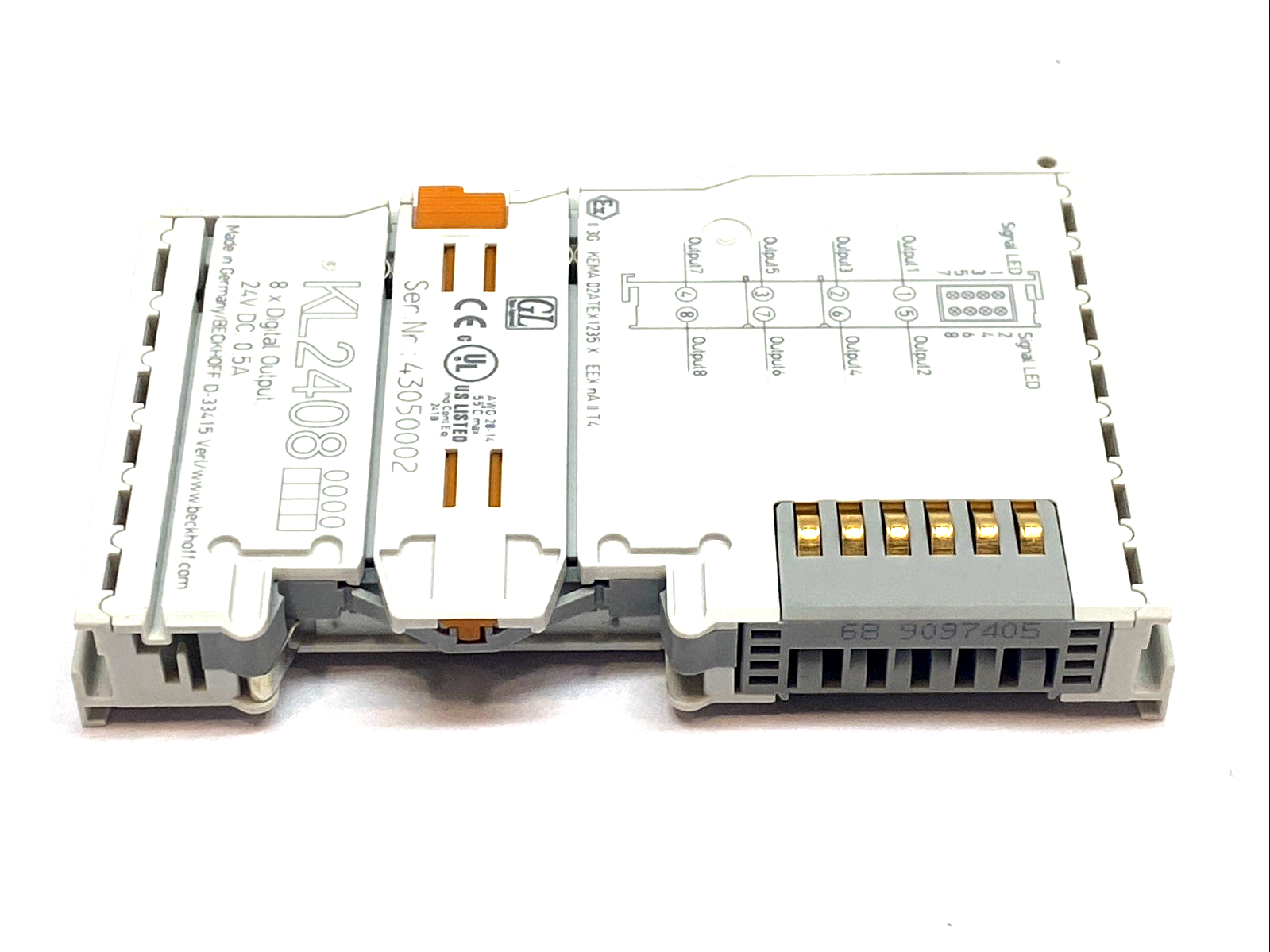 KL2408 | Beckhoff Bus Terminal 8‑Channel 24V DC 0.5A Digital Output Module 1‑Wire - Used - Maverick Industrial Sales
