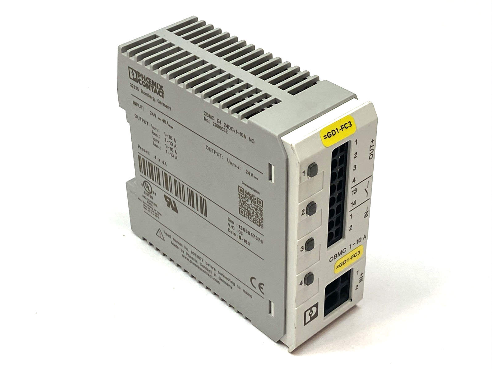Phoenix Contact CBMC E4 24DC/1-10A NO Electronic Circuit Breaker 2906032 - Maverick Industrial Sales