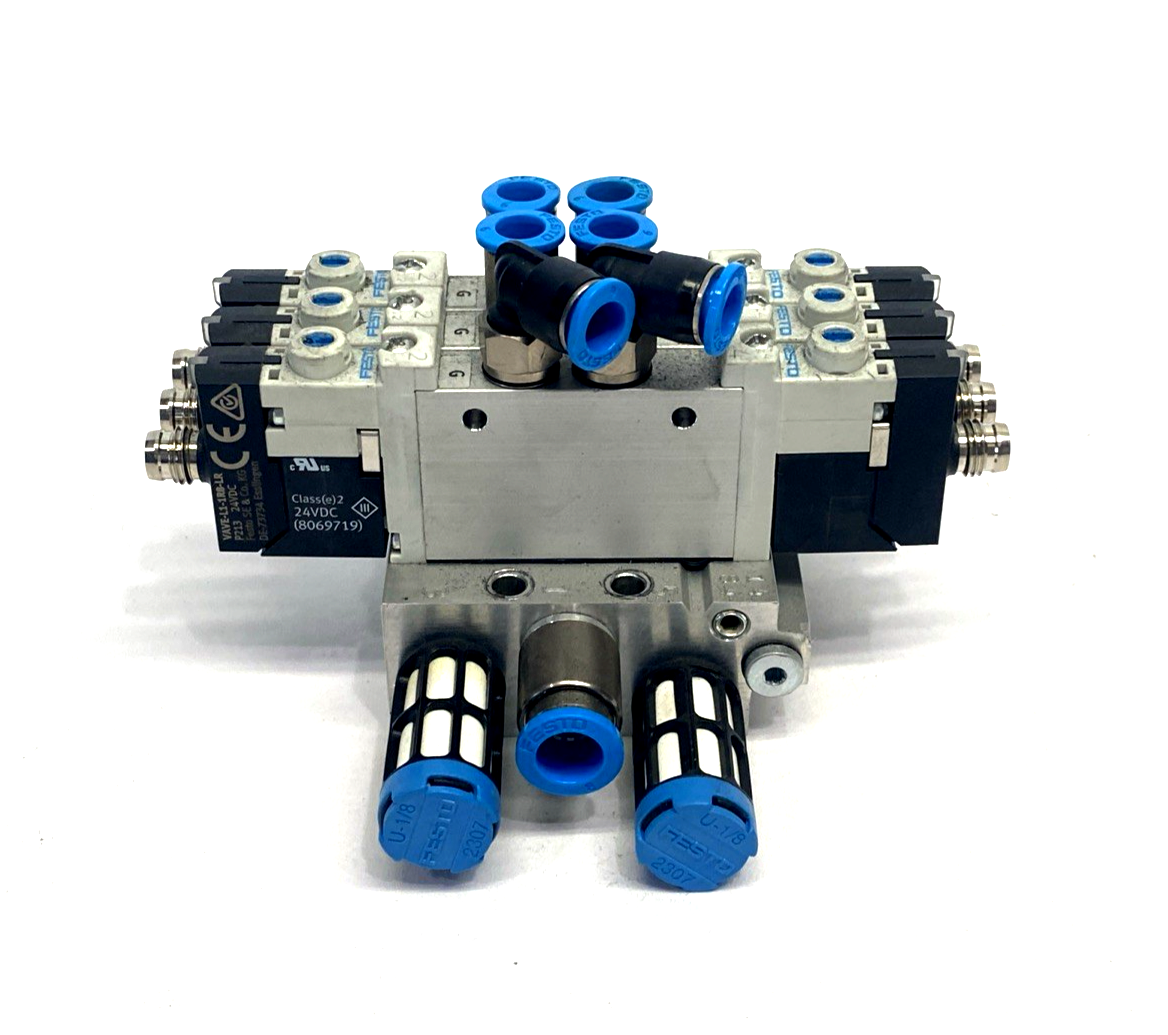 Festo VUVG-L10-P53C-T-M7-1P3 3-Station Solenoid Valve Manifold 566476 - Maverick Industrial Sales