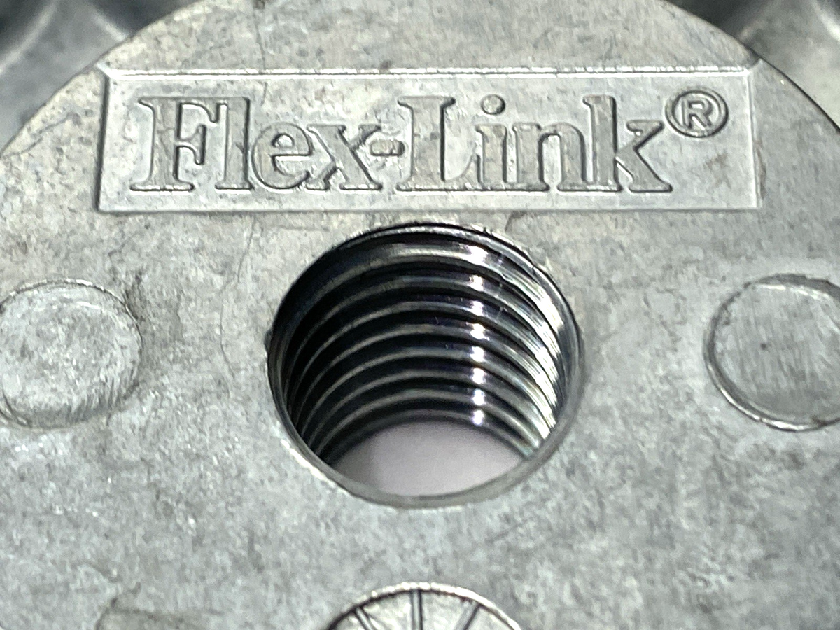 FlexLink XCFE 64 M12A End Plate for Beam, 64 x 64mm, M12 Thread, Zinc, Die-Cast - Maverick Industrial Sales
