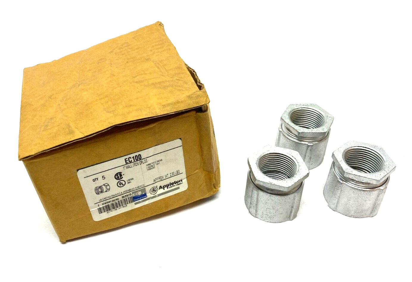 EGS Appleton EC100 Rigid Conduit 3-Piece Union 1" Mall Iron Coupling PKG OF 3 - Maverick Industrial Sales