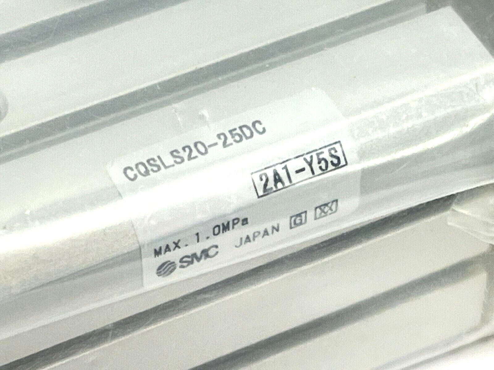 SMC CQSLS20-25DC Compact Cylinder 20mm Bore 25mm Stroke w/ CQS-L020 Brackets - Maverick Industrial Sales
