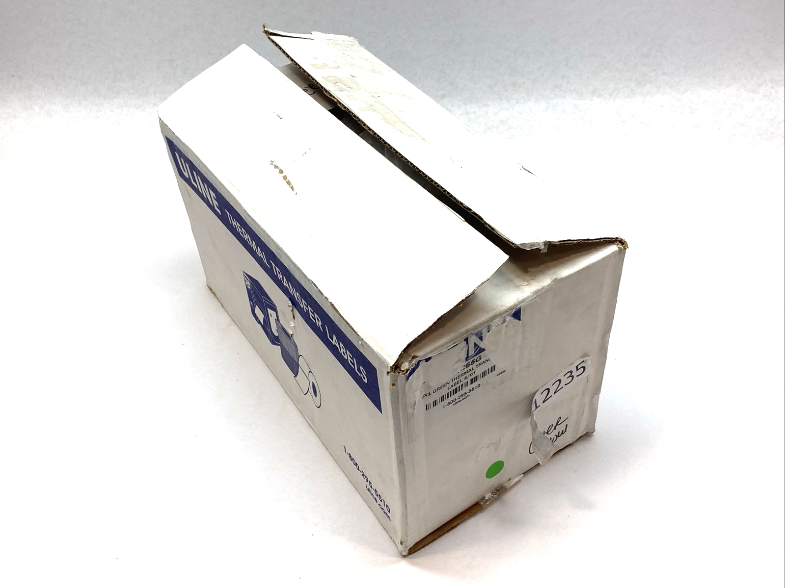 S-11265G | Uline Thermal Transfer Labels 4" x 1" Green Barcode Roll BOX OF 4 - New - Maverick Industrial Sales
