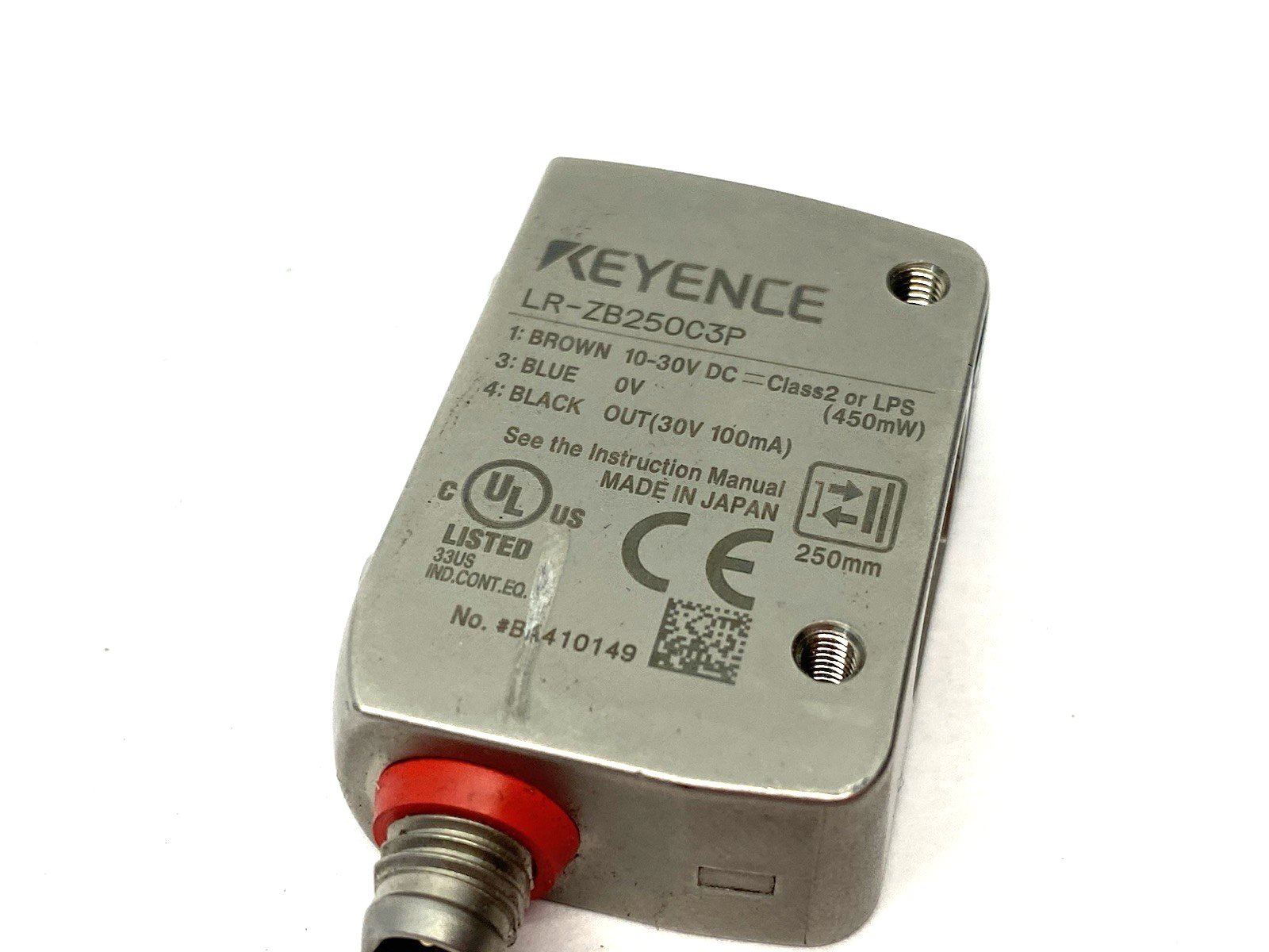 Keyence LR-ZB250C3P Distance Based Laser Sensor M8 CONNECTOR BENT/DAMAGED - Maverick Industrial Sales