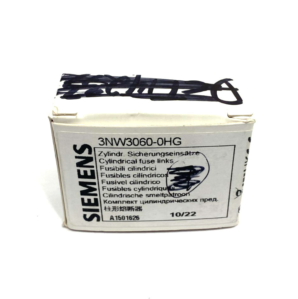 3NW3060-0HG | Siemens SENTRON Cylindrical Fuse, Slow-Blow, 6A, BOX OF 10- New – Open box - Maverick Industrial Sales