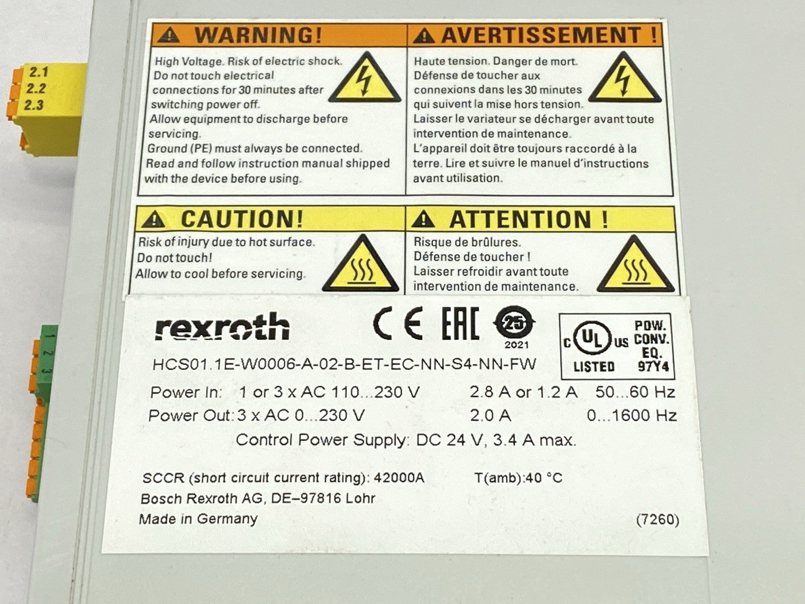 Bosch Rexroth R911344536 Comp. Converter HCS01.1E-W0006-A-02-B-ET-EC-NN-S4-NN-FW - Maverick Industrial Sales