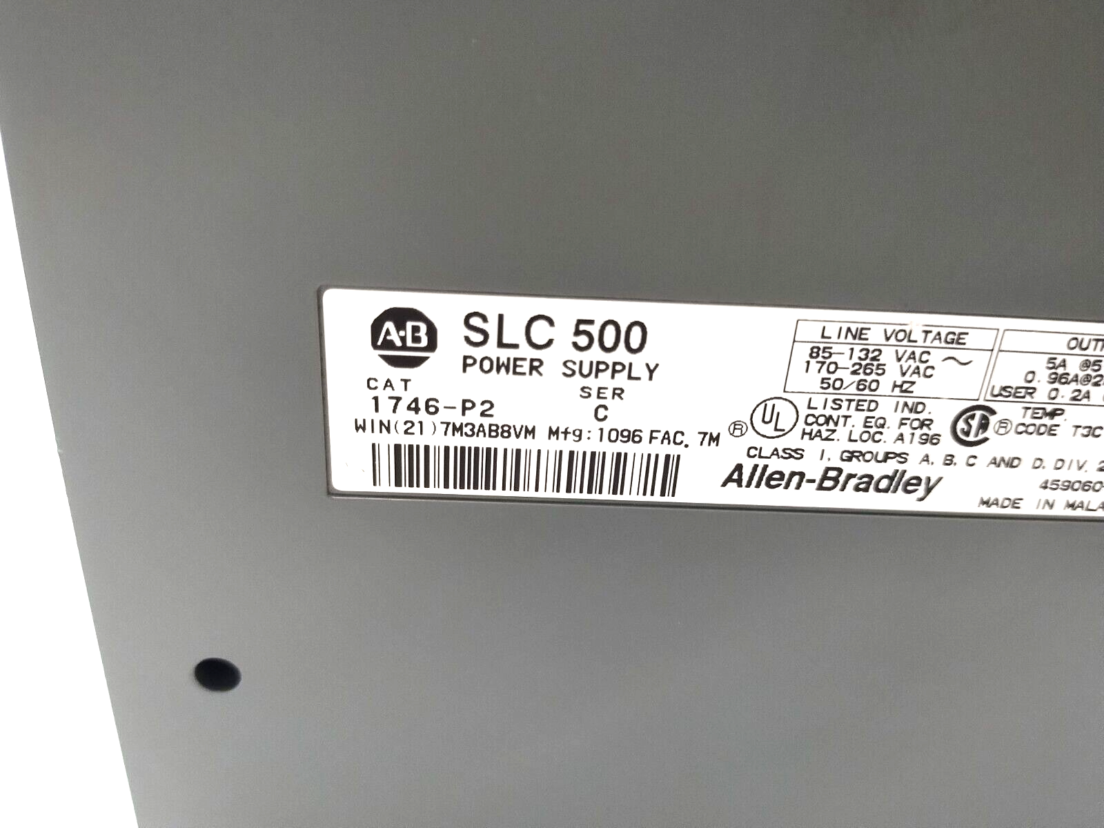 1746-A13, 1746-P2 | Allen Bradley 1746-A13 Ser B SLC 500 13-Slot PLC Chassis w/ 1746-P2 Power Supply - Used - Maverick Industrial Sales