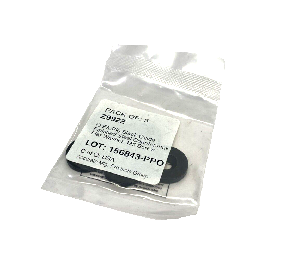 Z9922 Countersunk Washer, M5 Screw, Steel, Black Oxide, 5.3 mm Max ID, LOT OF 10 - Maverick Industrial Sales
